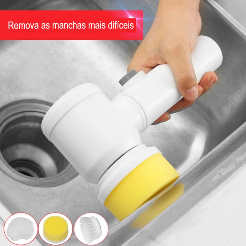 Escova de limpeza elétrica sem fio, esponja de polimento recarregável usb, escova limpa para cozinha e banheiro, 3 em 1