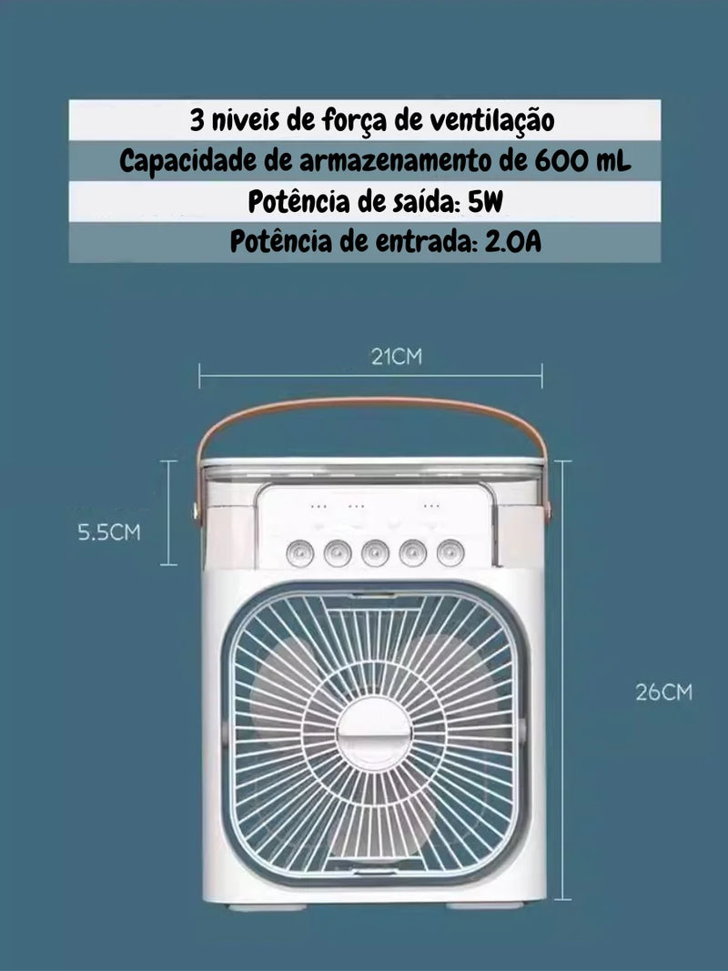 NOVO! 3 em 1 Climatizador Ventilador e Umidificador Refrigerador Usb 3 Modos com Spray Ultrassonico Silencioso