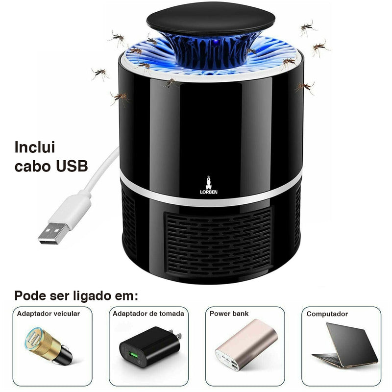 MATA MOSQUITO PERNILONGO, MOSCAS  Luminária Armadilha Mosquito Lorben Mata Repelente de Moscas Luz Elétrica USB Led UV GT6086 PROTEGA SUA FAMÍLIA