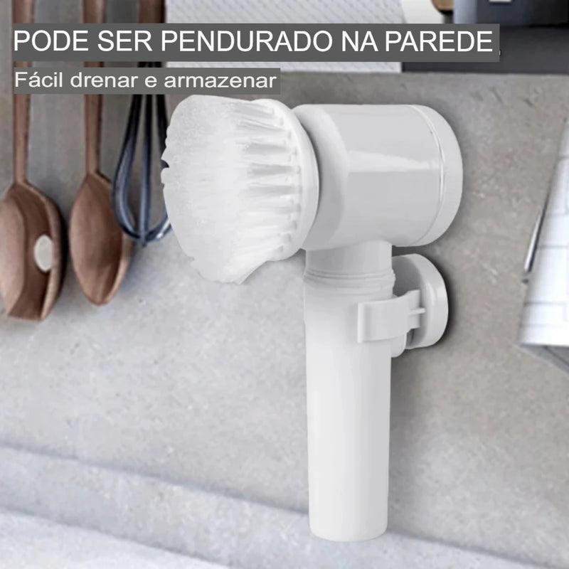 Escova de limpeza elétrica sem fio, esponja de polimento recarregável usb, escova limpa para cozinha e banheiro, 3 em 1