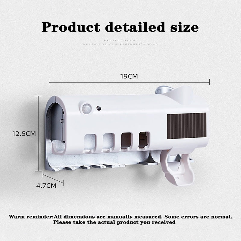 Suporte para escova de dentes Dispensador de pasta de dente de energia solar Banheiro Caixa de armazenamento de escova de dentes Suporte de armazenamento multifuncional Carregamento USB