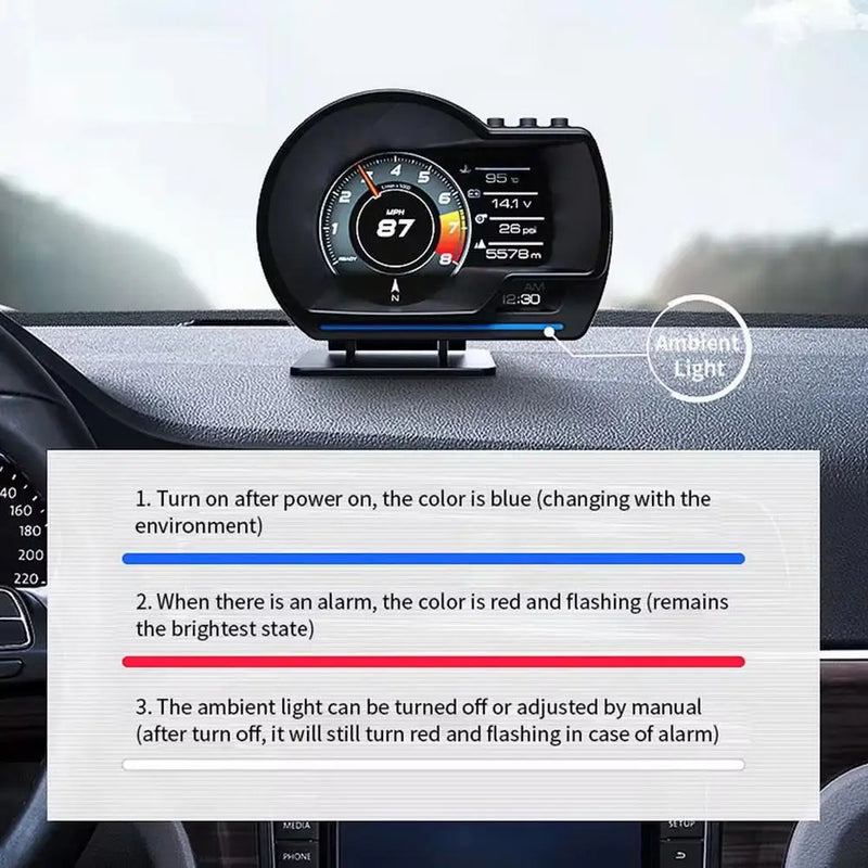 ODÔMETRO DIGITAL TOPLINE A50 1mais novo head up display automático obd2 carro inteligente hud medidor digital odômetro alarme de segurança água & óleo temp. RPM