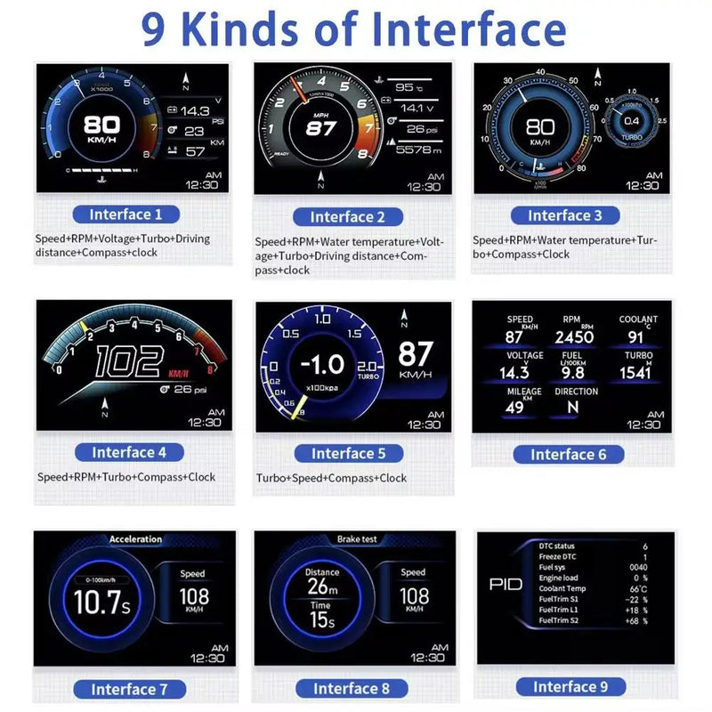 ODÔMETRO DIGITAL TOPLINE A50 1mais novo head up display automático obd2 carro inteligente hud medidor digital odômetro alarme de segurança água & óleo temp. RPM