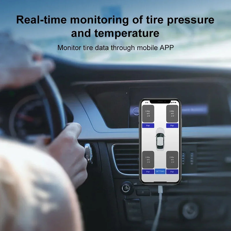 SENSORES de PRESSÃO dos PNEUS tpms MOTOCICLETA E CARRO sistema de monitoramento de pressão dos pneus compatível com BLUETOOTH sensor externo android/ios carro tmps