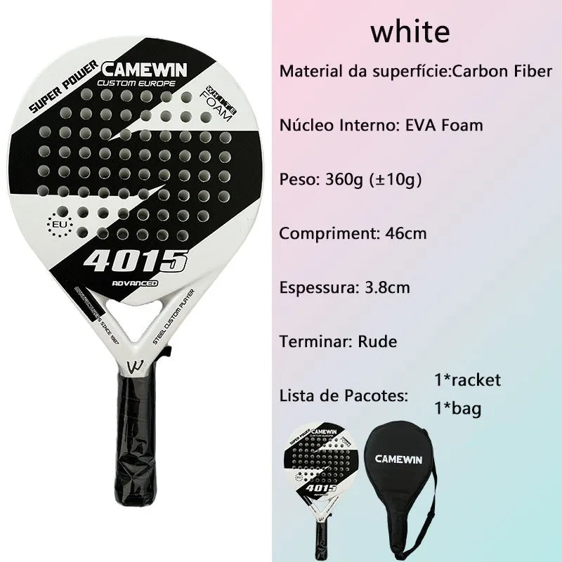 RAQUETE de PADEL adulto professional fibra carbono macio eva rosto raquete de tênis raquete com saco de pá capa 2024 novo