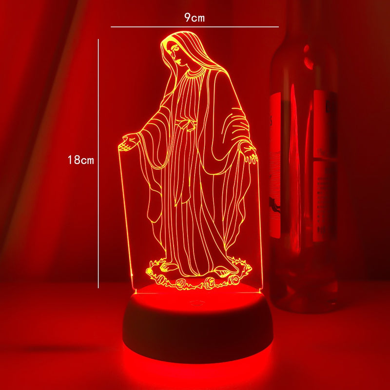 Luz noturna 3D Lâmpada de ilusão de Jesus 7 cores Mudança de controlo remoto Lâmpada de mesa decorativa cristã Lâmpada de oração cristã