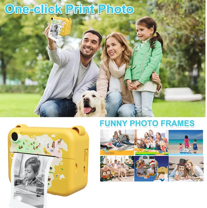 Câmera digital para crianças, mini impressora térmica portátil para fotografia, impressão instantânea, câmera de vídeo para crianças, brinquedo educacional, presente