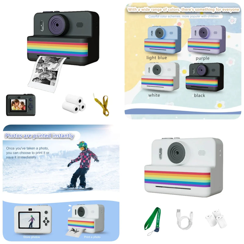 Câmera digital para crianças, mini impressora térmica portátil para fotografia, impressão instantânea, câmera de vídeo para crianças, brinquedo educacional, presente