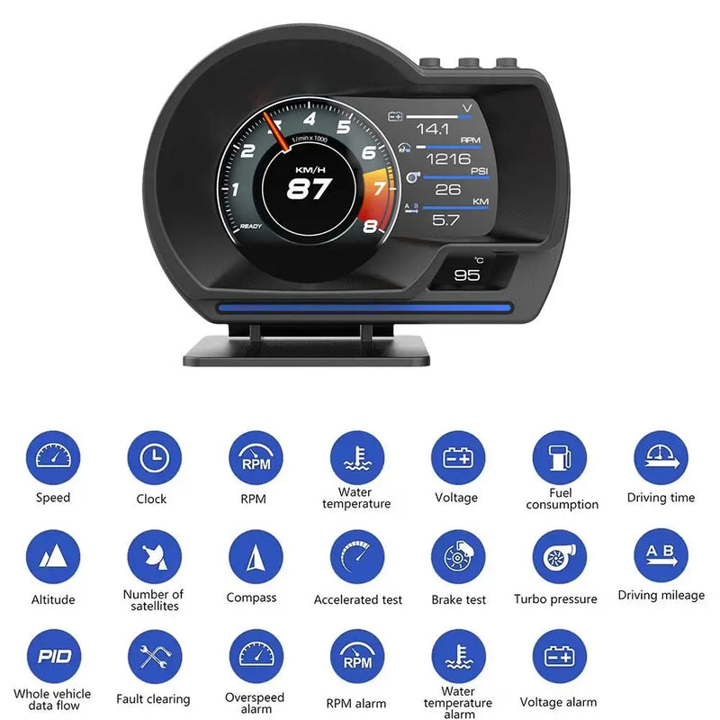 ODÔMETRO DIGITAL TOPLINE A50 1mais novo head up display automático obd2 carro inteligente hud medidor digital odômetro alarme de segurança água & óleo temp. RPM