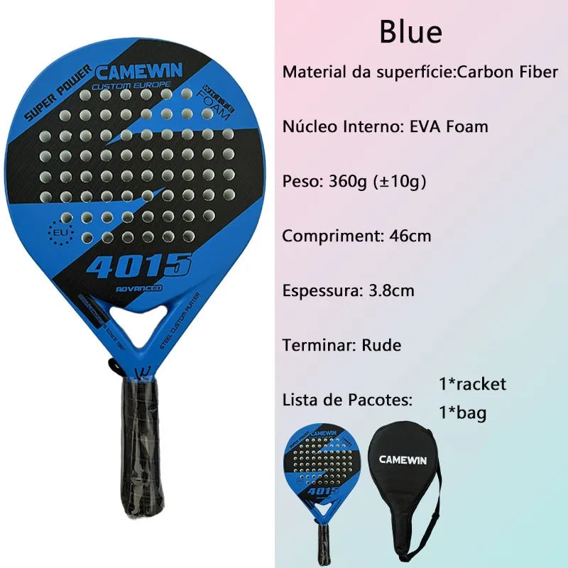 RAQUETE de PADEL adulto professional fibra carbono macio eva rosto raquete de tênis raquete com saco de pá capa 2024 novo