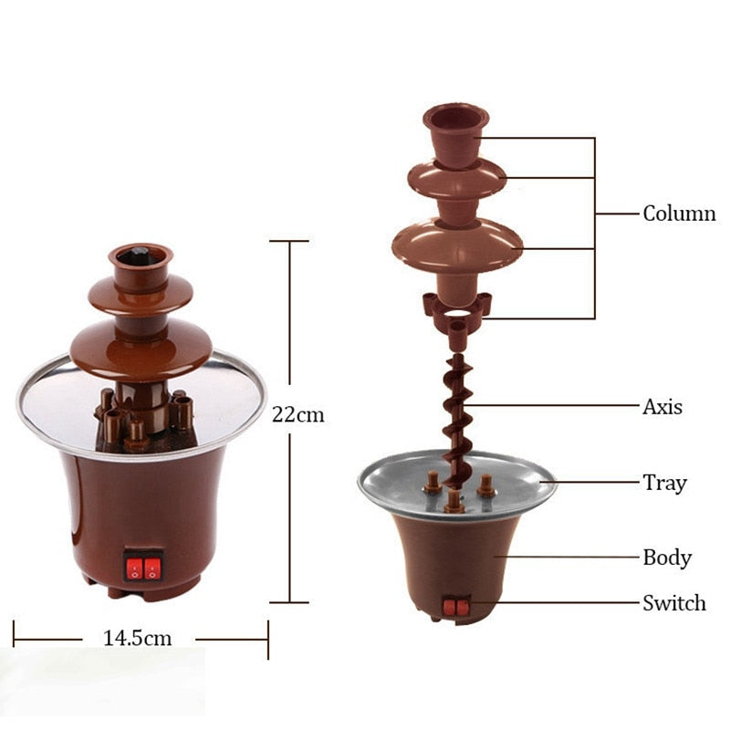 Cascata de chocolate Três camadas mini fonte de chocolate fondue derretimento de chocolate criativo com máquina de aquecimento faça você mesmo pote de derretimento de cachoeira fuente de