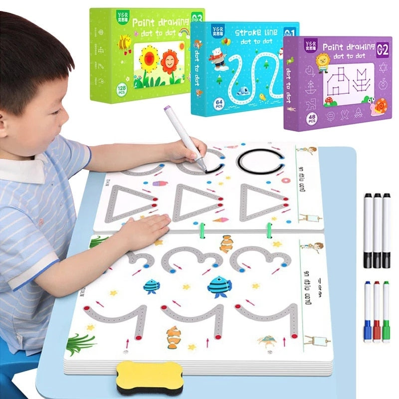 Montessori Matemática Aprendizagem Crianças Brinquedos Desenho Tablet Caneta Controle Mão Treinamento Forma Matemática Combinar Jogos Conjunto de Brinquedos Educativos Livros