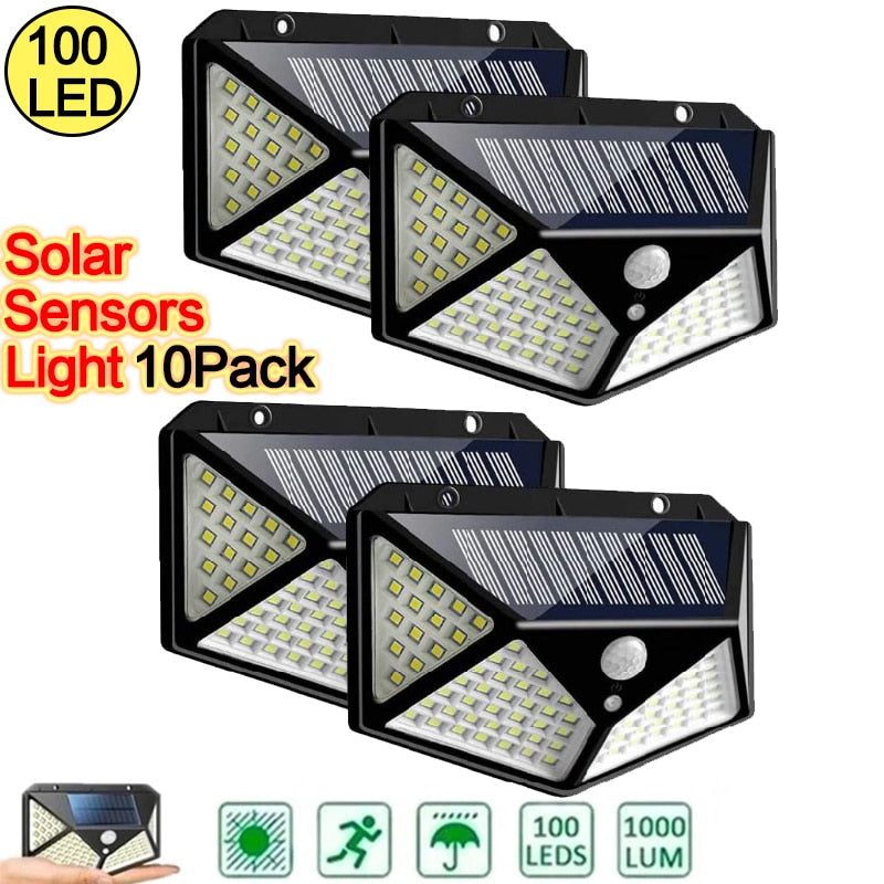 LUZ LED SEM FIO LUZ SOLAR COM SENSOR DE MOVIMENTO 100 led luzes de parede solares 1/2/4 pçs ao ar livre lâmpada solar pir sensor movimento movido a energia solar luz de rua para luz do jardim