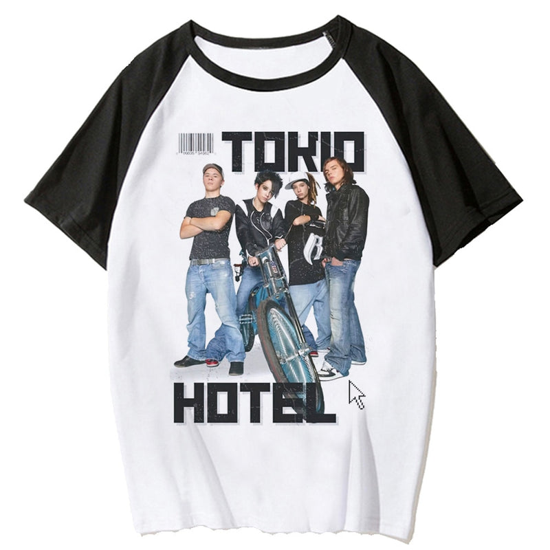 T-shirts Tokio Hotel mulheres anime designer gráfico top girl designer y2k manga roupas