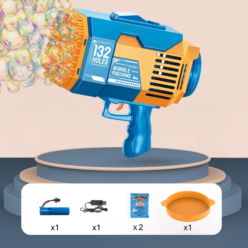 Pistola de bolhas Brinquedos infantis Foguete 69 buracos Bolhas de sabão Forma de metralhadora Soprador automático com luz Pomperos Brinquedo ao ar livre presentes de festa