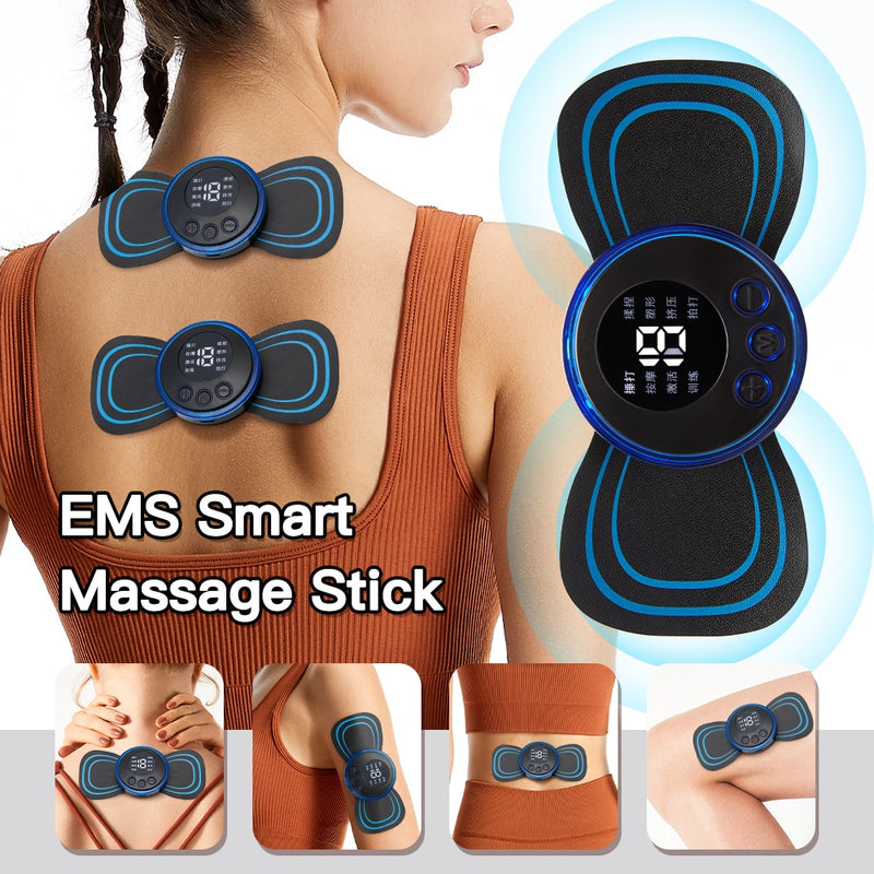 Massageador de pescoço elétrico EMS Patch de massagem de vértebra cervical para alívio de dores musculares e relaxamento de ombros Massagem de pescoço portátil