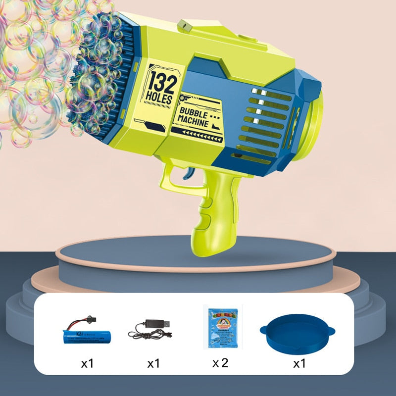 Pistola de bolhas Brinquedos infantis Foguete 69 buracos Bolhas de sabão Forma de metralhadora Soprador automático com luz Pomperos Brinquedo ao ar livre presentes de festa