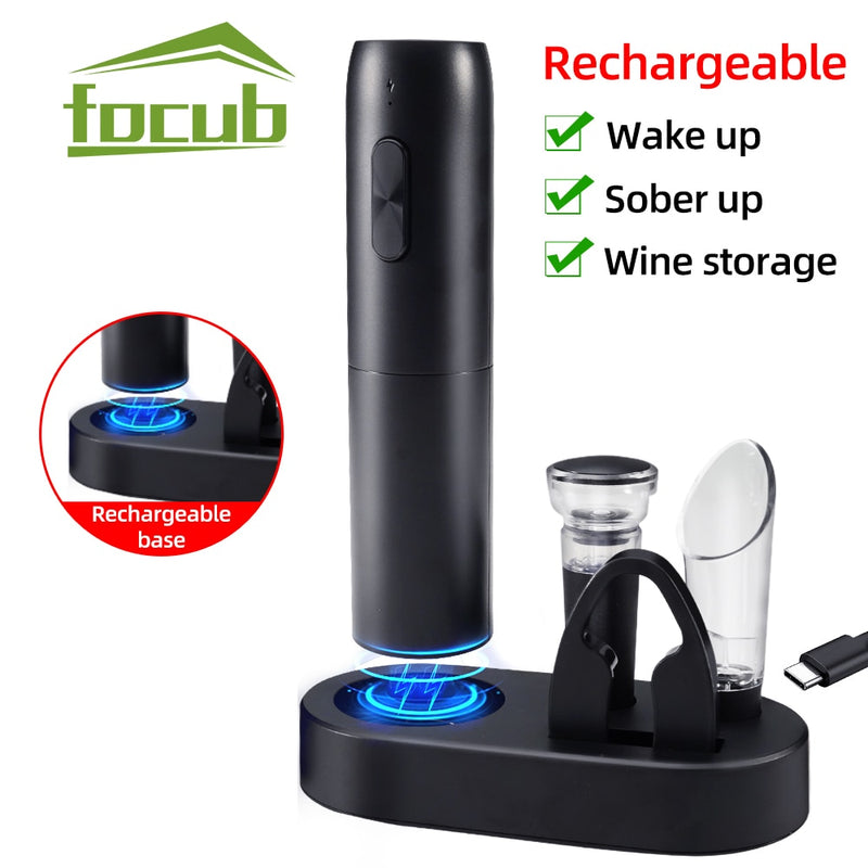 Abridor elétrico de garrafas de vinho recarregável com base de carregamento Botão de um clique Automático Saca-rolhas de vinho tinto Party Bar Wine Lover