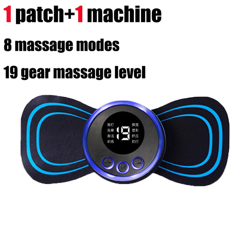 Massageador de pescoço elétrico EMS Patch de massagem de vértebra cervical para alívio de dores musculares e relaxamento de ombros Massagem de pescoço portátil